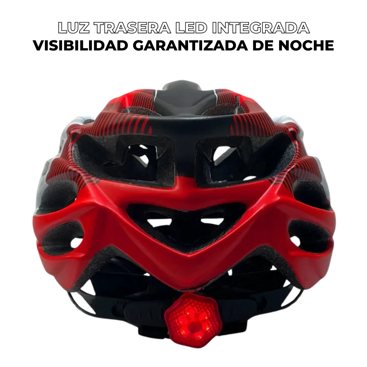 Cyclonix España - Casco con visera desmontable y LED – CycloGuard™ (rojo)