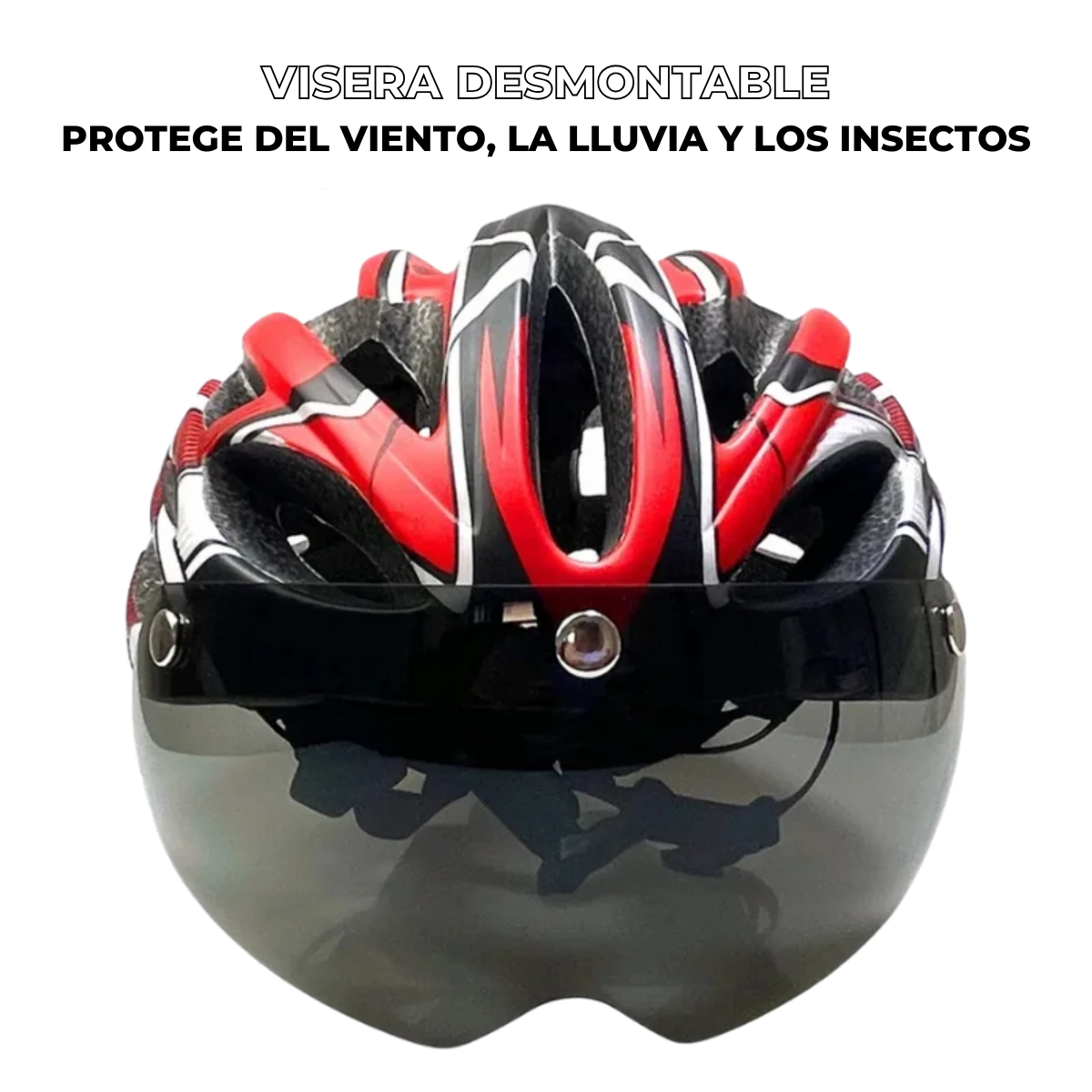 Cyclonix España - Casco con visera desmontable y LED – CycloGuard™ (rojo)